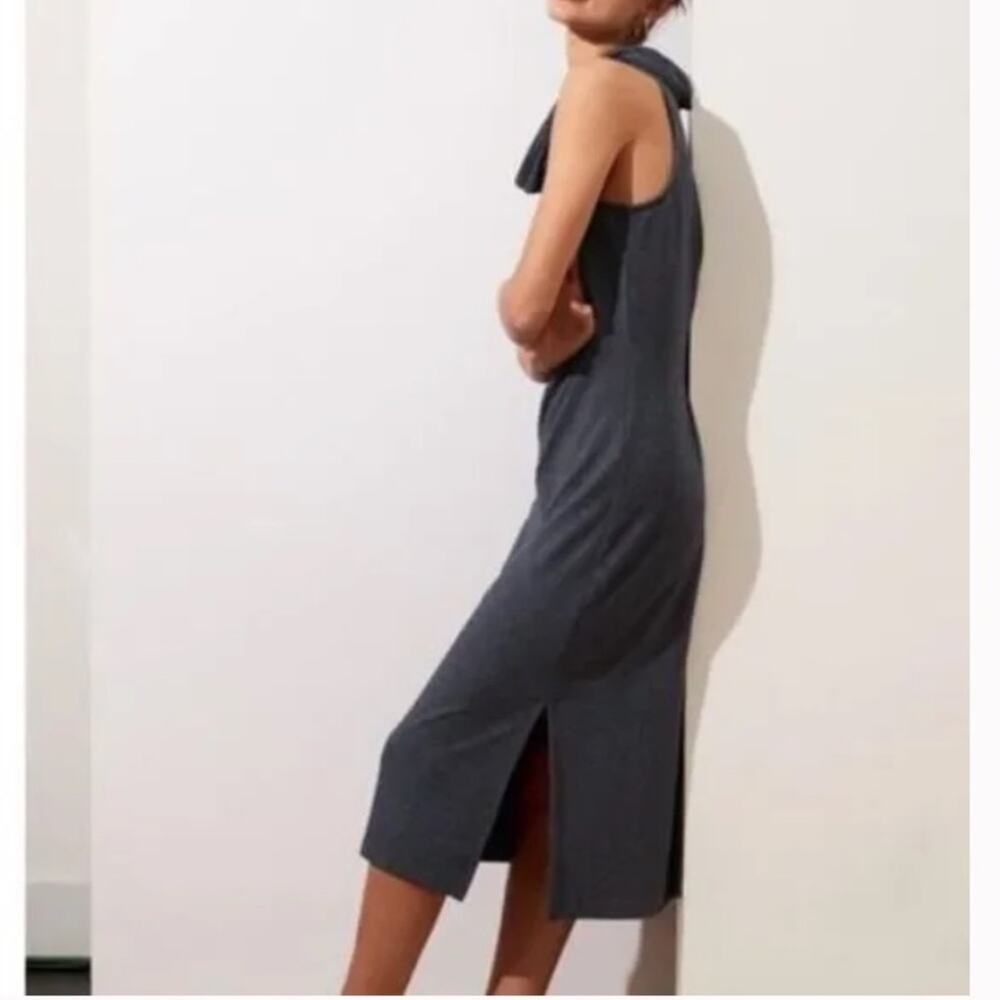 Banana Republic Factory Cowl Neck Sleeveless Heathered Navy Midi Dress